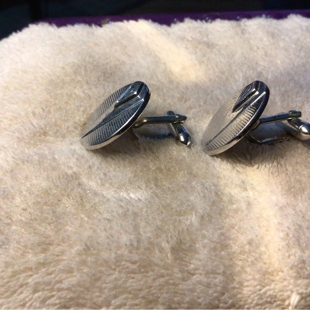 SWANK Silver-Tone Textured Round Cufflinks